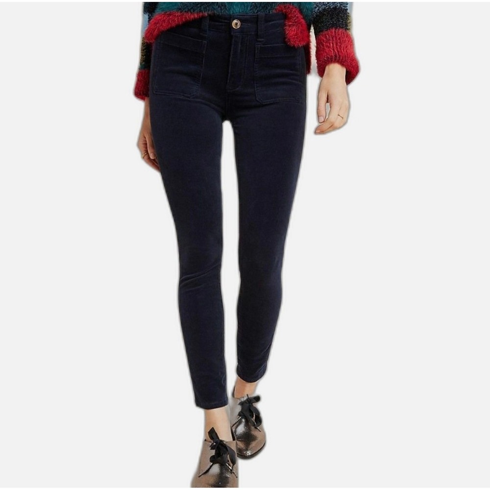Anthropologie Pilcro and the Letterpress High Rise Skinny Corduroy Pants Navy 28